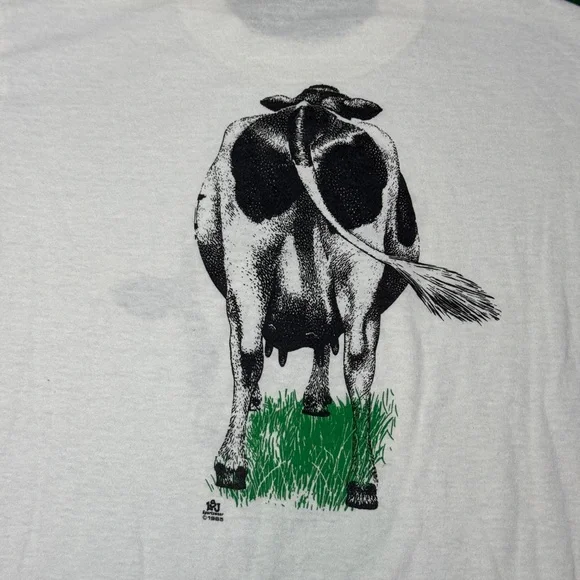 Vintage Chic Fil A 80s 90s Cow Tee Retro Double Sided S/M T Shirt 18x26 - Picture 5 of 8